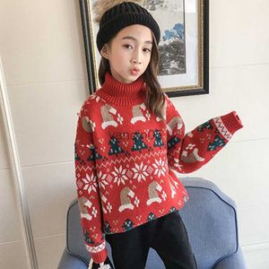 Pullover Kids Girl Sweter Knift Pullover Baby Winter Tops ciepłe nastoletnie chłopcy świąteczne swetry jesienne chłopiec dziewczyna zima sweter pull HKD230719