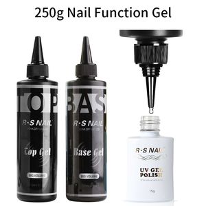 Nail Gel Rs Nail 250 ml Super Top Coating Basic Coating 2st Set Nail Art Gel Polishing UV/LED Socket Non Lime Layer Transparent Top Gel Handle 230718