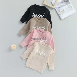 Pullover Suefunskry nyaste babyflickan pojke stickad långärmad höst vintertröja brev mönster lös pullover casual tops barn kläder hkd230719