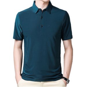 Mens Polos Polo Collar Solid Color Ice Silk Löst montering Mens Polo Shirtshort Sleeved Tshirt 230718