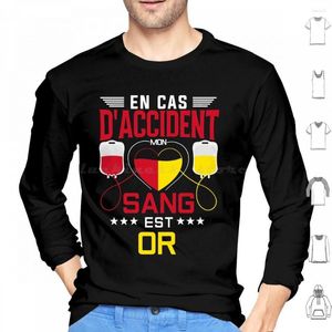 Men's Hoodies In Case Of Accident My Blood Is Gold Long Sleeve Rc Lens Lensois Lensoise France Soccer