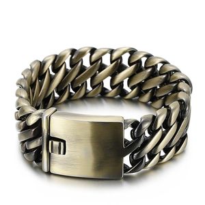 Large Fashion Mens Biker Whip chain Bracciale in bronzo Bracciale a maglie in acciaio inossidabile 23mm 8/66 pollici Pesante 147g peso2247