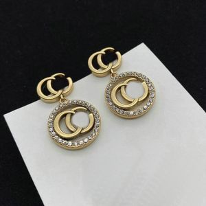 Fashion Retro Earring Women Designer Jewellery Stud Pearl Flowers Double Letter Earrings Jewelry Accessories Wedding Gift