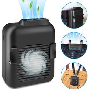 2020 Novo portátil USB recarregável pendurado na cintura com resfriamento duplo mini ventilador pessoal de carregamento ao ar livre Treasure Leafless ventilador cintura Power309j