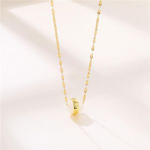Pendant Necklaces Design Sense White Lucky Beads Stainless Steel For Women No Fade Gold Color Neck Chain Jewelry Wholesale