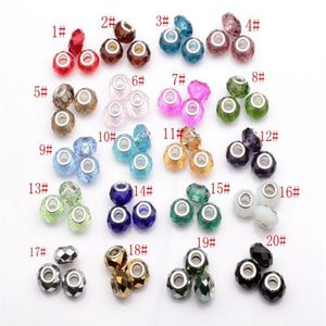 L 100st Facetterat Crystal Glass Big Hole Pärlor Fit Charm Jarmets 20 - Color252y