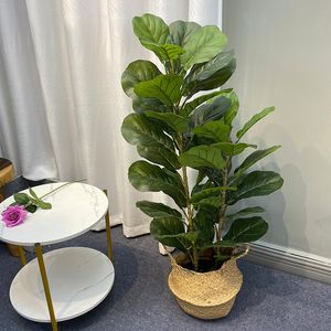 Künstliches Blumengrün, 160 cm, künstliche Pflanzen, großer tropischer künstlicher Ficus-Baumzweig, fühlt sich echt an, gefälschte Banyan-Baum-Palmenblätter für Hausgarten, Ladendekoration, 230718