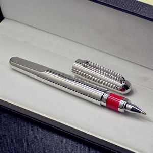 Top Luxury Gift Pen Högkvalitativ m -serie Magnetic Shut Cap Rollerball Pen Ballpoint Pens Silver och Gray Titanium Metal Stationer318y