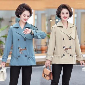 Women's Trench Coats Thin Windbreaker Jacket Middle-Aged Noble Large Size Coat 2023 Spring And Autumn Casual Short Top Elegant Outerwear