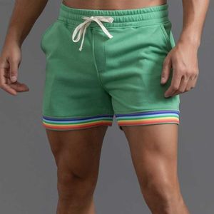 Мужские шорты красочный радужный мужчина домашний шорты модный спорт гей L230719