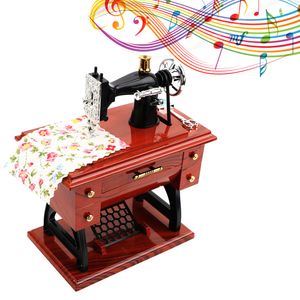 Decorative Objects Figurines Jewelry Box Mini Sewing Machine Style Music Box Hand Crank Vintage Music Boxes Christmas Gift Year Gift Birthday Gifts 230718