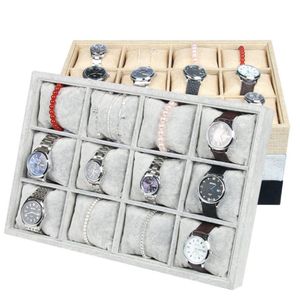 Avancerad sammet smycken Box Armband Watch Tray smycken Display Stand Holder Boutique smycken förvaring 12 rutnät liten kuddfack259b