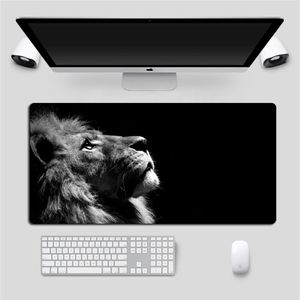 Cool Lion Black Mouse Pad Large Locking Edge Gamer Computer Desk Mat Anime Antiscivolo Gaming MousePad Notebook Accessori per PC 210615262s