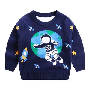 Pullover Baby Mädchen Kleidung Neue Astronaut Muster Winter Langarm Kinder 2-7Yrs Kinder Mädchen Pullover Stricken Pullover Jungen Pullover HKD230719