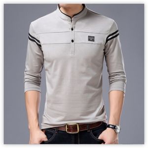 Men s Polos Men s Autumn Mandarin Collar Long Sleeve Tshirts Trend Slim Cotton Korean Style Polo Shirt Märkning Male Topps för Spring 4XL 230718