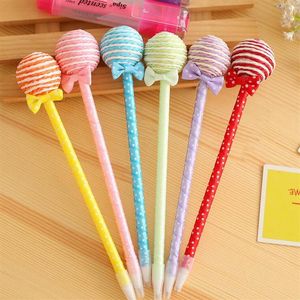 Canetas plásticas Kawaii Candy Candy Color em forma de bola Ponta pirulito Caneta esferográfica fofinha Artigos de papelaria Material escolar G8812523