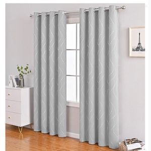 Curtain Luxury Home Decoration Living Room Curtains Window Treatments Designer Gray High Blackout Stripe For Kitchen Bedroom
