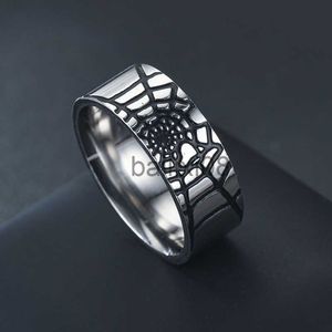 Band Rings Men' Rings Homme Titanium Steel Ring For Men Spider's Web Oil Drop Punk Ring Fashion Jewelry cessories Gift Wholesale J230719