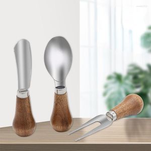 Set di stoviglie Tagliapane Lame francesi Gadget da cucina Legno normale Manico lungo Accessorio da forno Coltello da toast ad arco curvo stile europeo