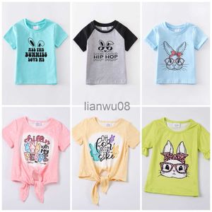 T-Shirts Girlymax Paskalya Bebek Kız Kızlar Tavşan Kamyon Tavşan Pamuk Süt İpek Butik Üst Tshirt Raglans Çocuk Kıyafetleri Kısa Kollu X0719