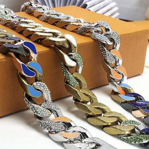 Luxury Designer Chains Links Patches Halsband Fashion Orange Titanium Steel Hip Hop smycken Halsband för älskare Män kvinna LA1341181I