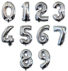 INCH Happy Birthday Weeding Celebration Balloon Decoration aluminum Coating balloon Number 0 To 9 Balloon Silver and Golden ColorZZ