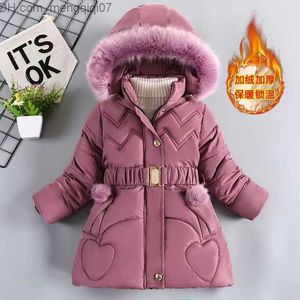 Down Coat 3 4 5 6 8 10 Winter Girls' Coat Keep Warm Thick Children's Jacket Hooded Zipper Fur Collar Princess Coat Z230719