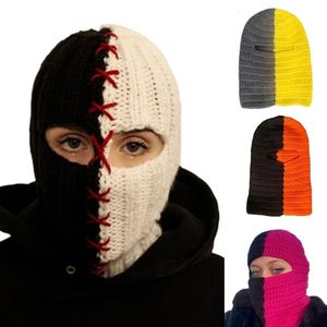 Moda yüz maskeleri boyun gaiter balaclava şapka korkunç kafatası tığ işi şapka şapkalar kadınlar için erkekler cosplay resim sahne 230719