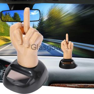 Interior Decorations Funny Finger Car Ornament Solar Powered Middle Finger Shaking Decoration Car Dashboard Ornaments Gift Auto Interior Prank Toy x0718