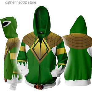 Felpe con cappuccio da uomo Felpe Mighty Morphin 3D Print Zipper Felpa con cappuccio Cool Fashion Uomo / Wome Felpe con cappuccio a maniche lunghe Felpa Casual Cosplay Jacket Clothes T230719