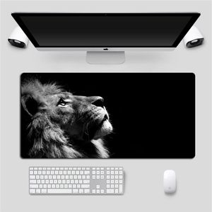 Cool Lion Black Mouse Pad Large Locking Edge Gamer Computer Desk Mat Anime Non-Scid Gaming Mousepad Notebook PC Accessories 210615297q