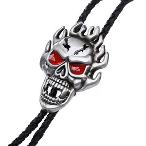 Bolo Ties Flame Ghost Head Bolo Tie Western Accessories Fashion Metal Tie Clip Fashion Tie Western Cowboy Bolo Tie HKD230720