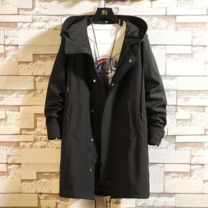 Men's Trench Coats Coat 2023 Autumn Casual Long Fashion Hooded Loose Hong Kong Style Jacket Mens Men