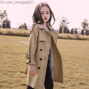 Jacken Frühling und Herbst Baumwolle Kinder Mädchen langer Trenchcoat Mode britischer Stil winddichte Jacke Mädchen Baumwolle Kinderbekleidung Z230719