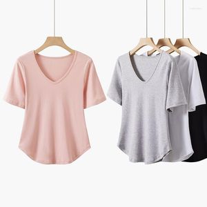 Women's T Shirts 2023 Summer Fashion T-Shirt Woman Soft Tee Shirt Femme Loose Short Sleeve Sexy Clothes Woen Tops Women Leisure A684