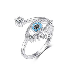 Pierścienie zespołowe 1 szt. Złoty srebrny Otwarty Pierścień miedziany dla kobiet mody klasyczny oko w kształcie sześciennego cyrkonu Pierścień biżuterii dla dziewczyn J230719