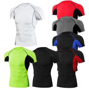 Męskie koszulki Męskie T-shirt Kompresja na siłowni sportowy suchy dopasowanie Rashguard Fitness Sportsła piłka nożna ciasna kulturystka z krótkim rękawem Koszulka biegowa 230718