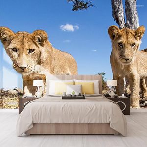 Papéis de parede Bacal Custom Wallpaper HD 3D Lion Animal Pography TV Backdrop Wall Grande Mural Sala de Estar Papel