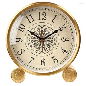 Table Clocks Vintage Brass Desk Clock Elegant For Living Room Home Decoration Nordic Style Decorative Mantel