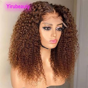 الشعر البشري البكر البكر 1B 30 OMBRE COLL KINKY CURLY 4X4 LACE PART 10-32ENCH 150 ٪ كثافة 180 ٪ 210 ٪ 250L