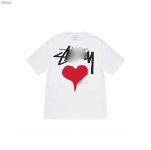 Summer Trend Designer Tshirt Red Heart Printed Heavyweight Short Sleeved Loose Fitting Pure Cotton T-shirt For Both Men And WomenDesigner T-shirt