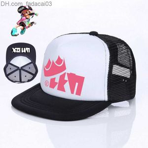 Bonés de bola Cosplay Splaton 2 Hat King Flip Flat Visual Snap Hat Ink Girl Boy Entrance Mesh Hat Jet Fish Hat YP016 Z230719