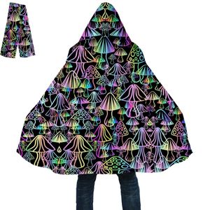 Herr ull blandar trippy psykedelisk svamp svamp ogräs tjock varm huva kappa män överrock pälsa vindtät fleece cape mantel huva filt-8 hkd230718