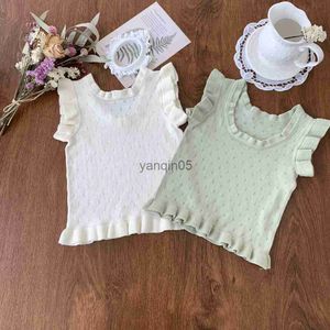 Pullover Girls Knitted Shirt Toddler Summer Cotton Tank Kids Tops 2-7Y HKD230719