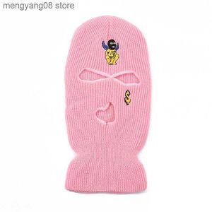 Beanie/Kafatası Kapakları Balaclava Yüz Maskesi Erkek Kadınlar Örmek Y2K Beanie Soğuk Hava için 3 delikli Kış Kayak Kapakları Termal Bisiklet Şapkaları Ücretsiz Kargo T230719