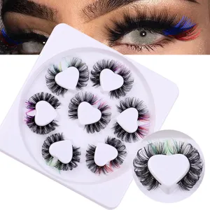 Европейская США горячая продажа ложных ресниц 7 пар упаковывает DD Curled Fluffy Natural False Enselash Party Stage Makeup Eyelashes