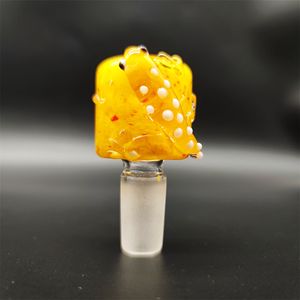 2023 Wig Wag 14mm Thick Bowl Piece Bong Glass Slide Water Pipes Cream Round Yellow Gecko Heady Slides Colorful Bowls Male Smoking Accessory