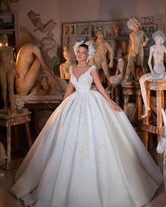 Elegante abito da ballo abiti da sposa senza maniche scollo a V cinghie paillettes appliques in rilievo lunghezza del pavimento volant diamanti cerniera plus size abiti da sposa vestido de novia