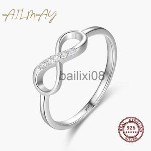 Band Rings Ailmay 925 Sterling Silver Fashionc Infinity Love Fine Cubic Zirconia Ring For Women Romantic Wedding Jewelry J230719