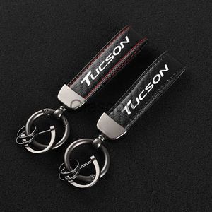 Bilnyckel Ny kolfiber med Line Leather Car Keychain Custom Key Rings för Hyundai Tucson NX4 2021 2016 2015 2018 2019 2017 2020 CAR L24